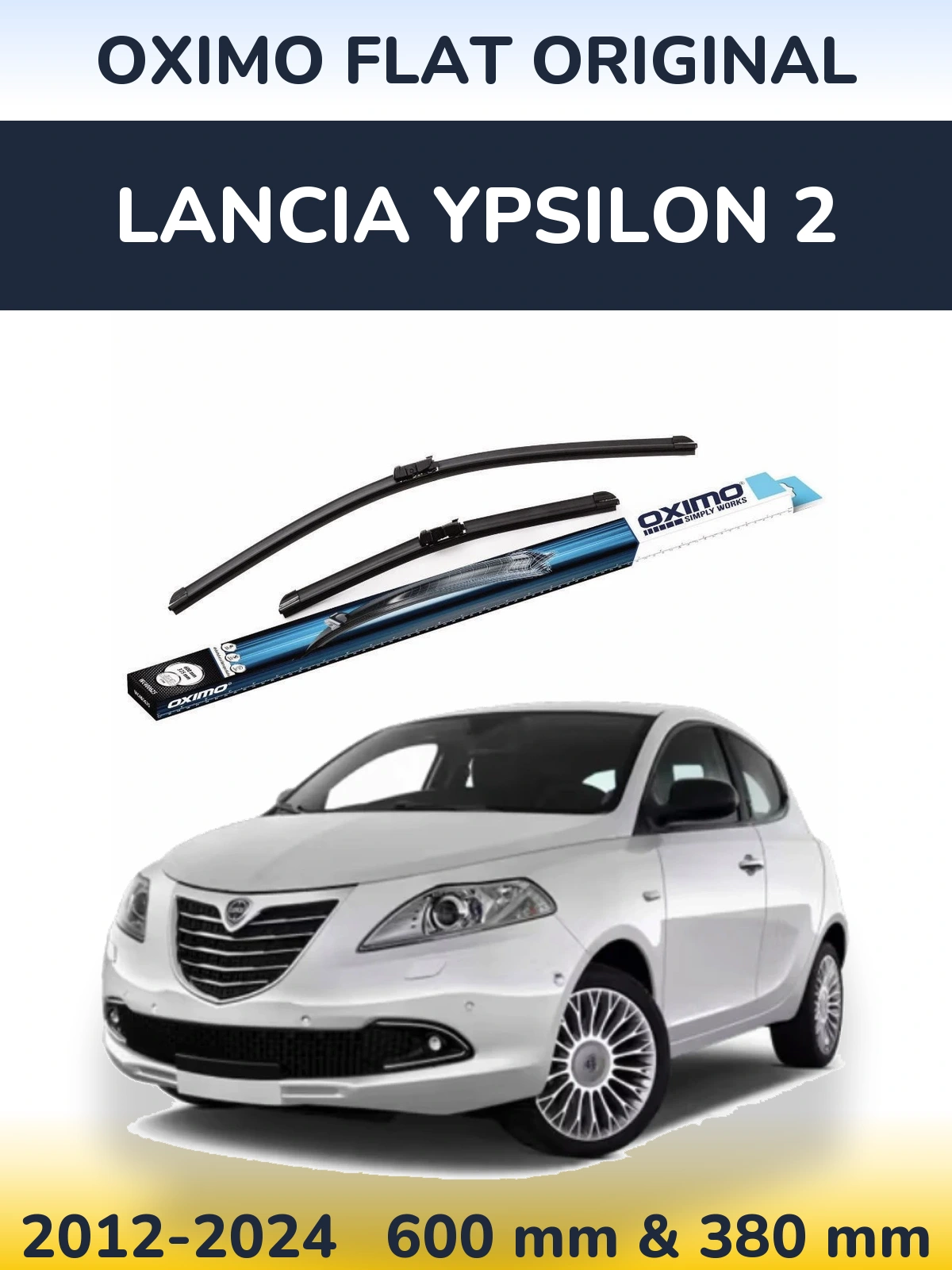Sada předních stěračů Oximo Flat Original 600 a 380 mm pro Lancia Ypsilon 2 2012-2024