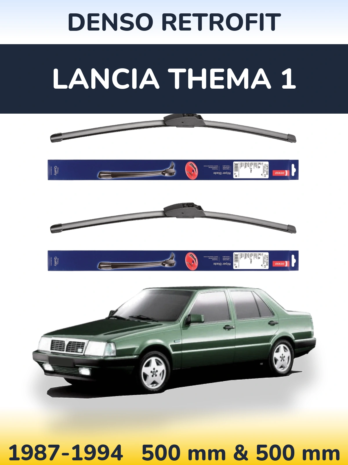 Sada předních stěračů Denso Retrofit 500 a 500 mm pro Lancia Thema 1 1987-1994