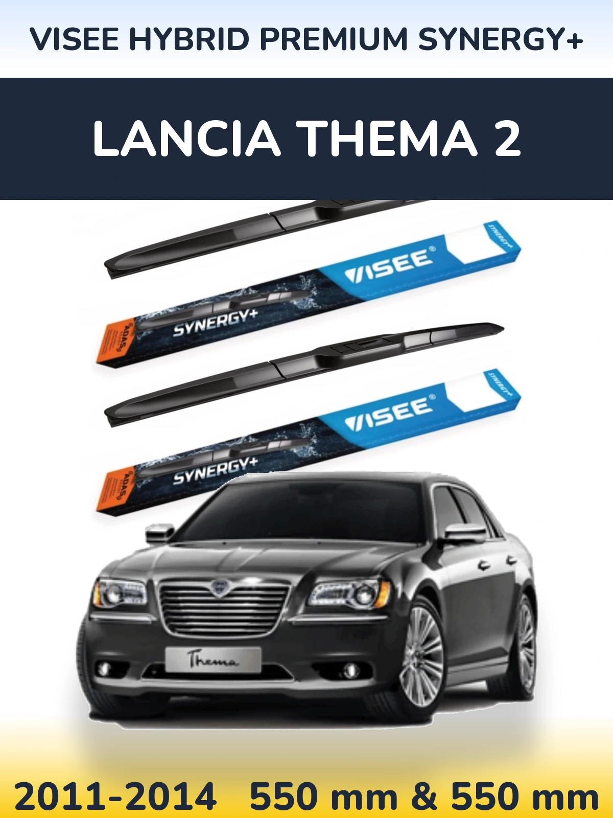 Комплект передніх щіток VISEE HYBRID PREMIUM SYNERGY+ 550 & 550 мм для Lancia Thema 2 2011-2014
