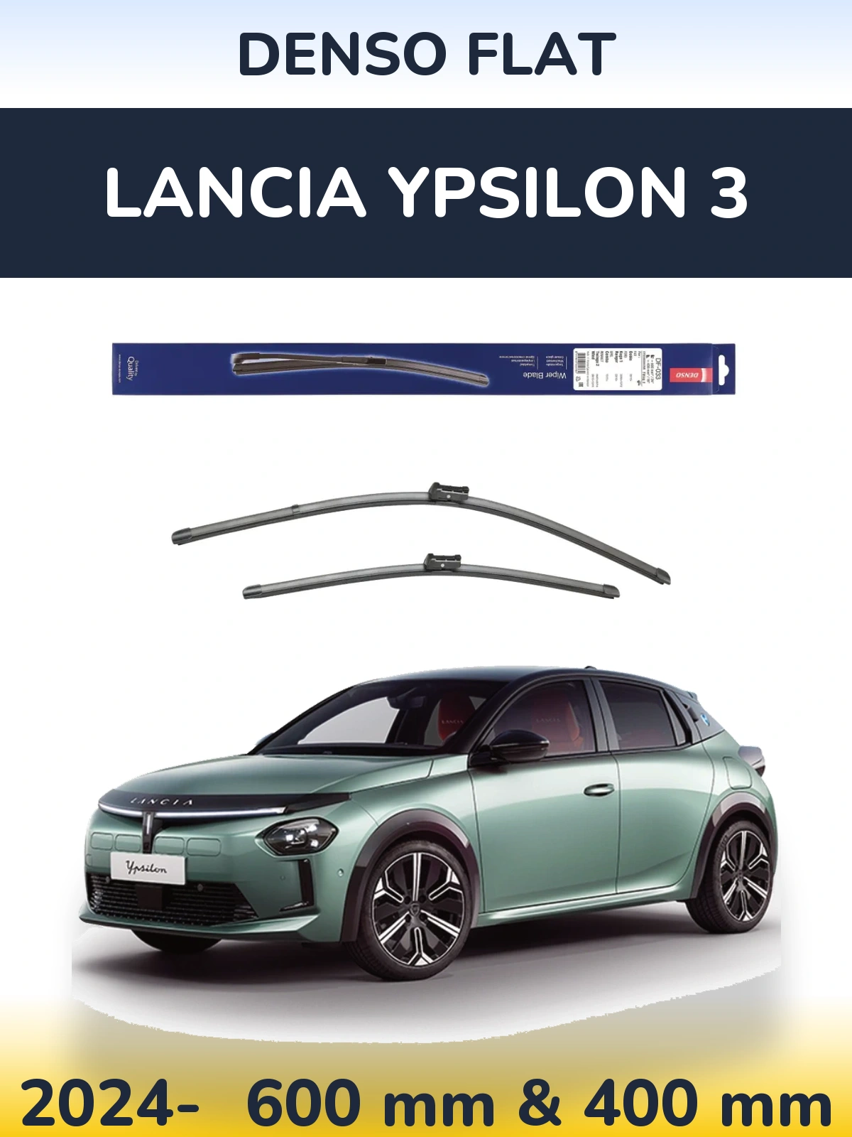 Sada předních stěračů Denso Flat 600 a 400 mm pro Lancia Ypsilon 3 2024-2026