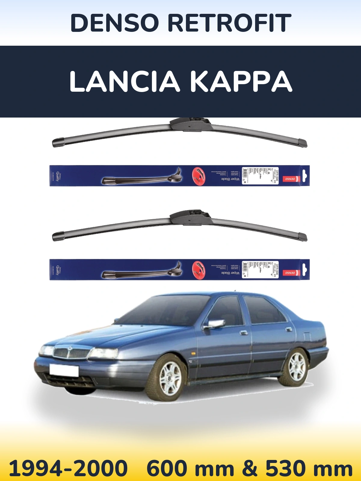 Sada předních stěračů Denso Retrofit 600 a 530 mm pro Lancia Kappa 1994-2000