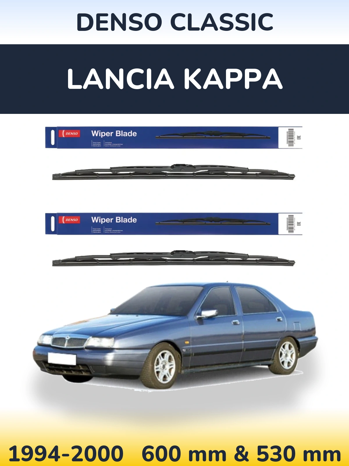 Sada předních stěračů Denso Classic 600 a 530 mm pro Lancia Kappa 1994-2000