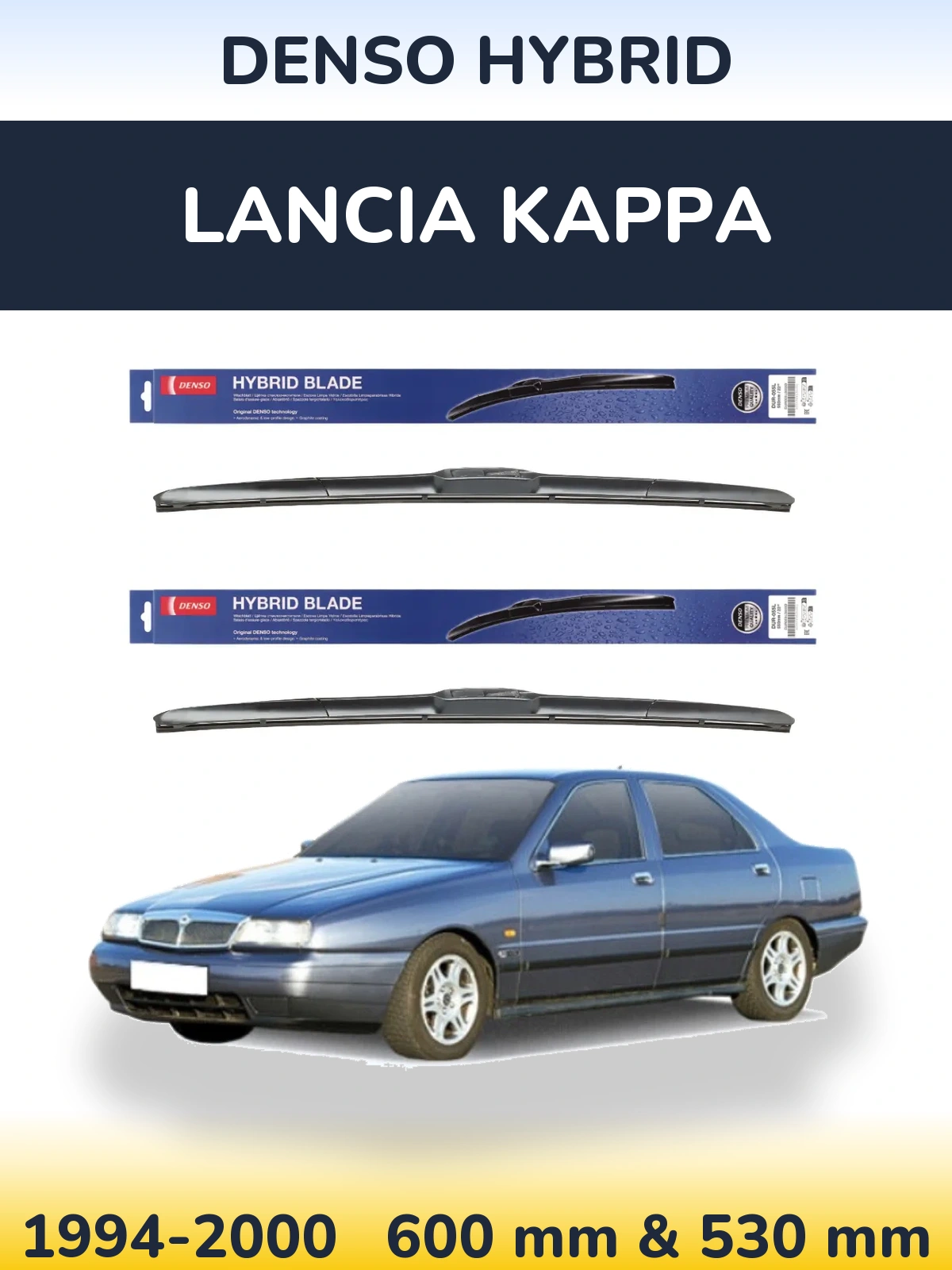 Sada předních stěračů Denso Hybrid 600 a 530 mm pro Lancia Kappa 1994-2000