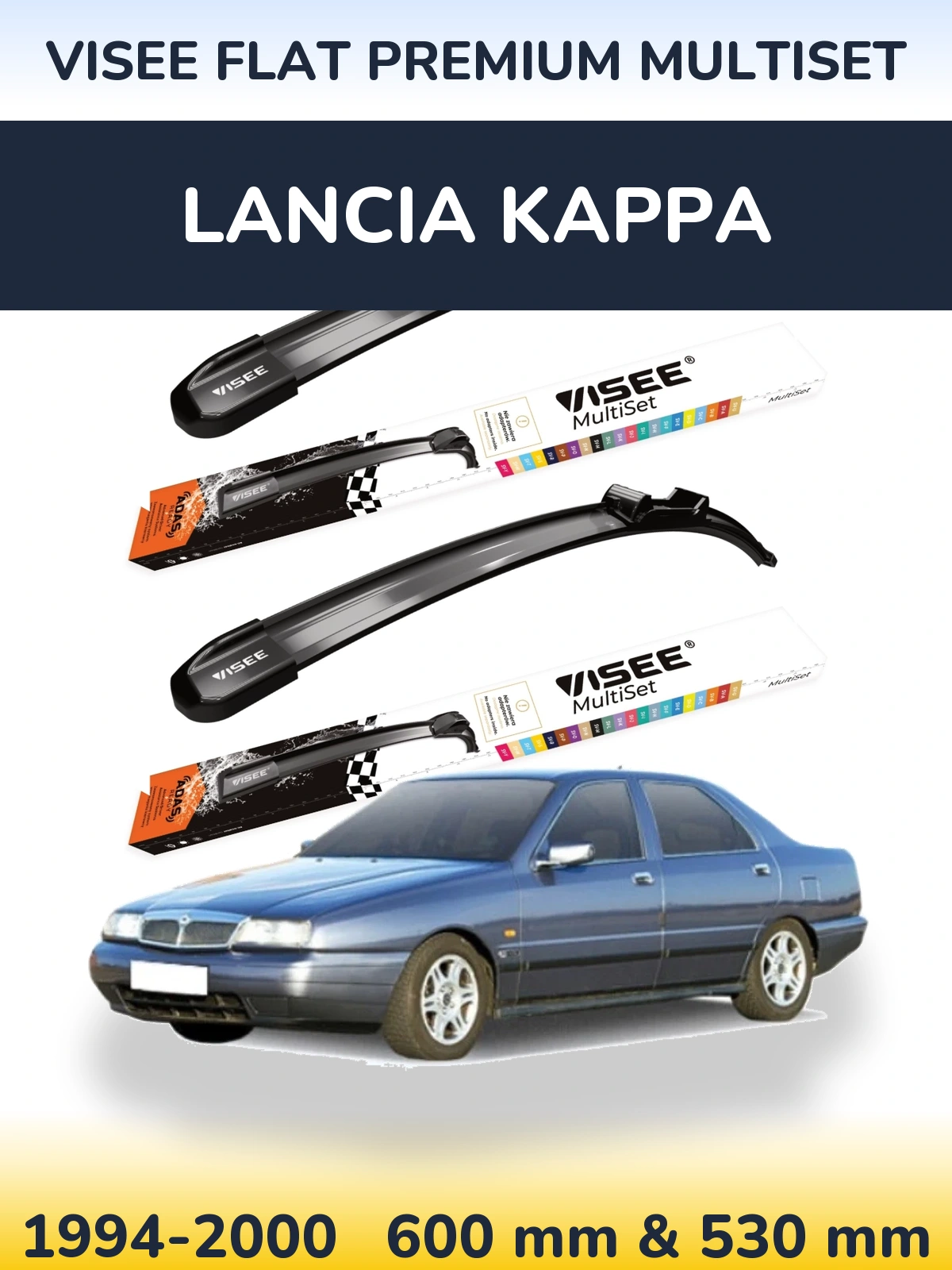 Sada předních stěračů VISEE FLAT PREMIUM MultiSet 600 a 530 mm pro Lancia Kappa 1994-2000