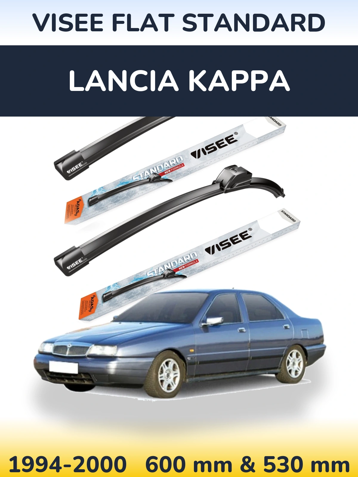 Sada předních stěračů VISEE FLAT STANDARD 600 a 530 mm pro Lancia Kappa 1994-2000