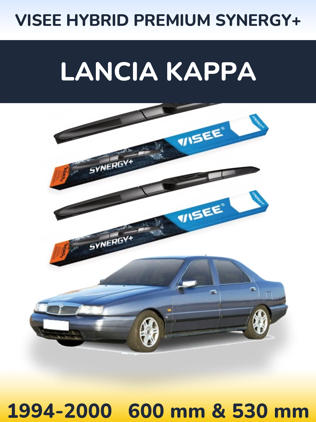 Sada předních stěračů VISEE HYBRID PREMIUM SYNERGY+ 600 a 530 mm pro Lancia Kappa 1994-2000
