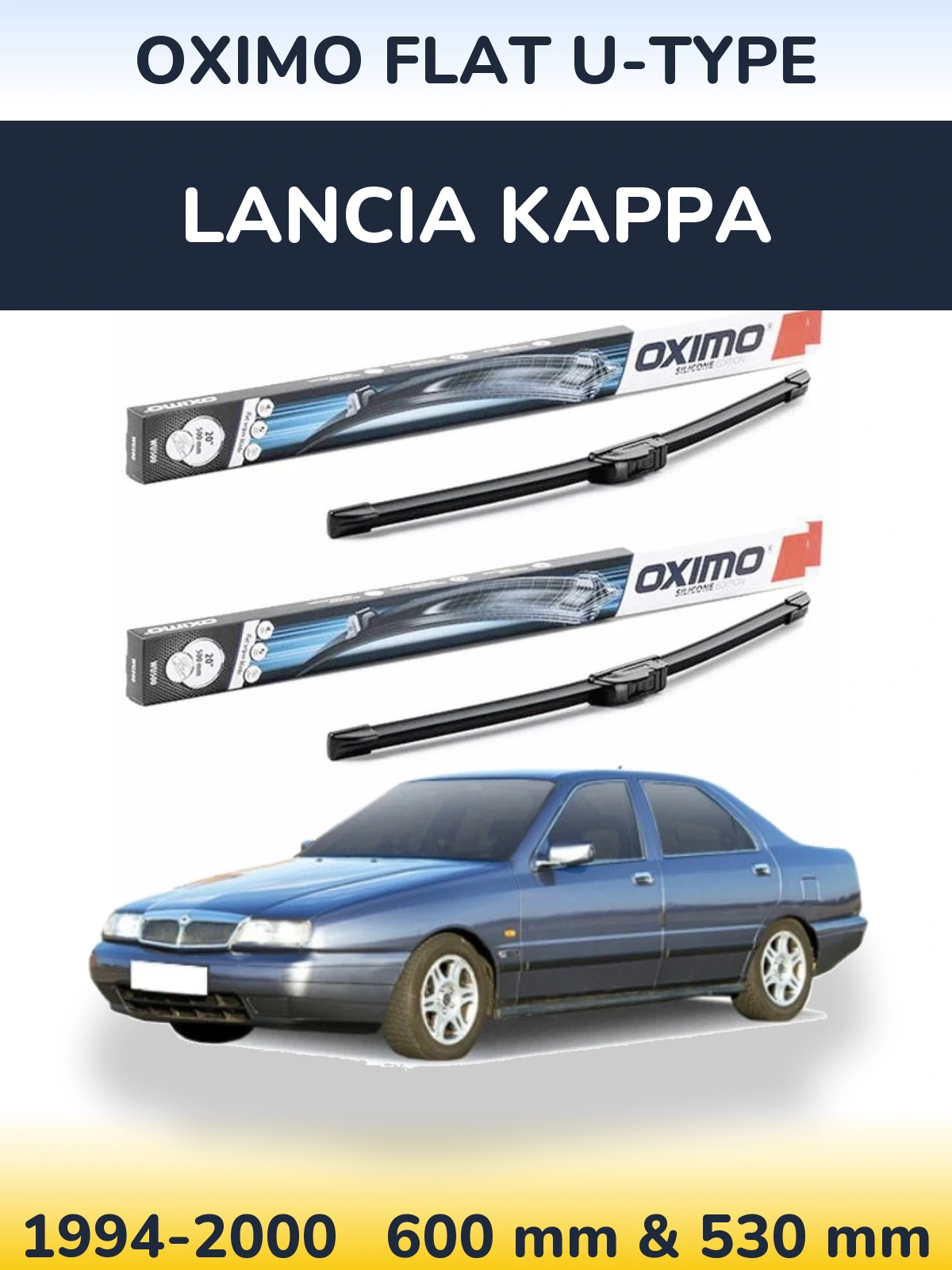 Sada předních stěračů Oximo Flat U-type 600 a 530 mm pro Lancia Kappa 1994-2000