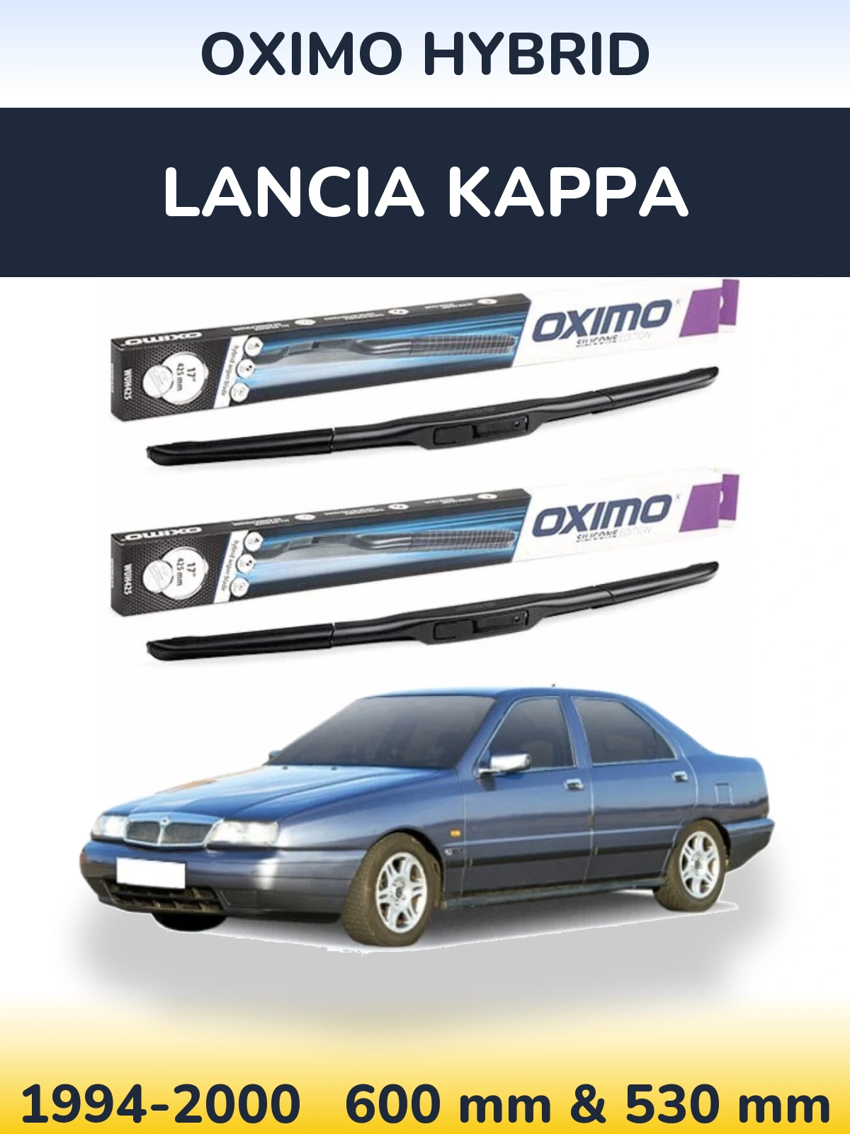 Sada předních stěračů Oximo Hybrid 600 a 530 mm pro Lancia Kappa 1994-2000