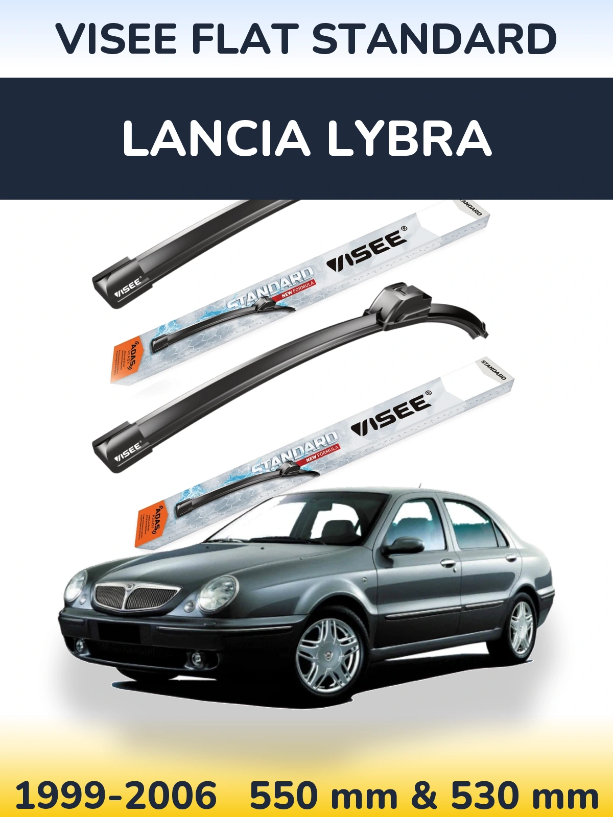 Sada předních stěračů VISEE FLAT STANDARD 550 a 530 mm pro Lancia Lybra 1999-2006