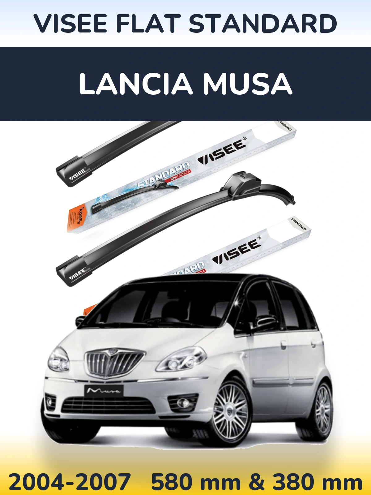 Sada předních stěračů VISEE FLAT STANDARD 580 a 380 mm pro Lancia Musa 2004-2007