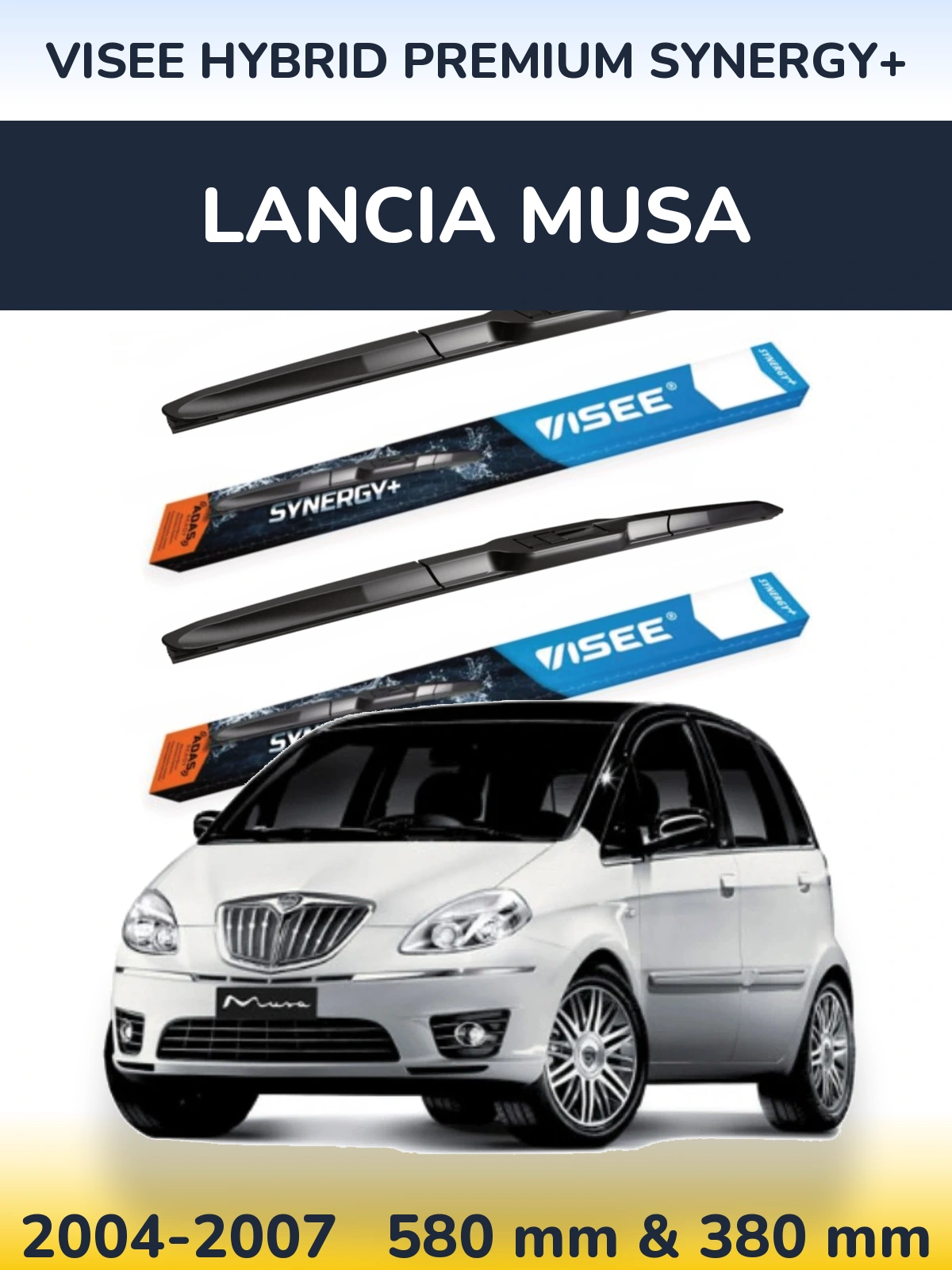 Комплект передніх щіток VISEE HYBRID PREMIUM SYNERGY+ 580 & 380 мм для Lancia Musa 2004-2007