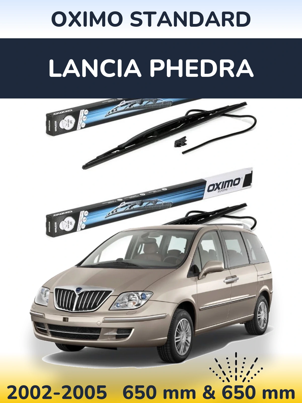 Sada předních stěračů Oximo Standard 650 a 650 mm pro Lancia Phedra 2002-2005