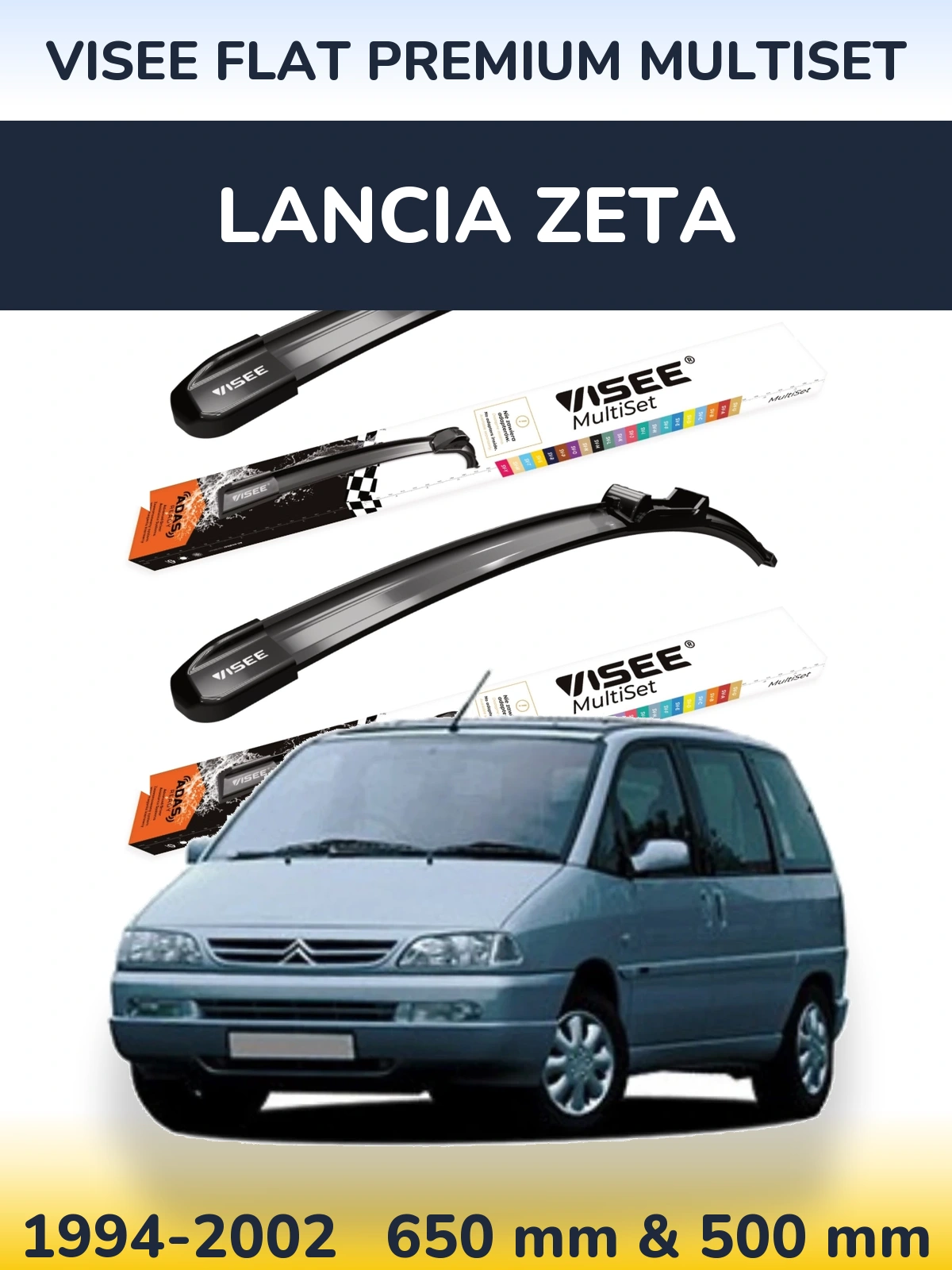 Sada předních stěračů VISEE FLAT PREMIUM MultiSet 650 a 500 mm pro Lancia Zeta 1994-2002