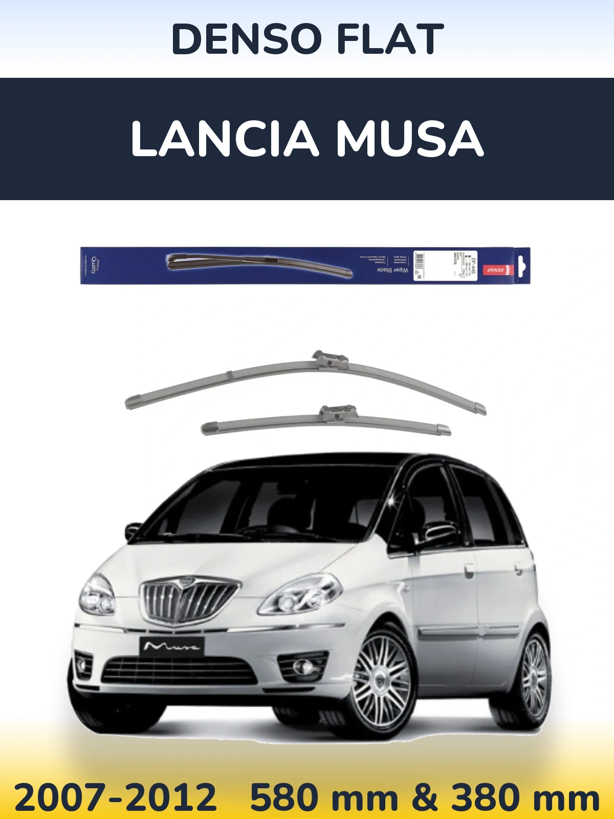 Sada předních stěračů Denso Flat 580 a 380 mm pro Lancia Musa 2007-2012
