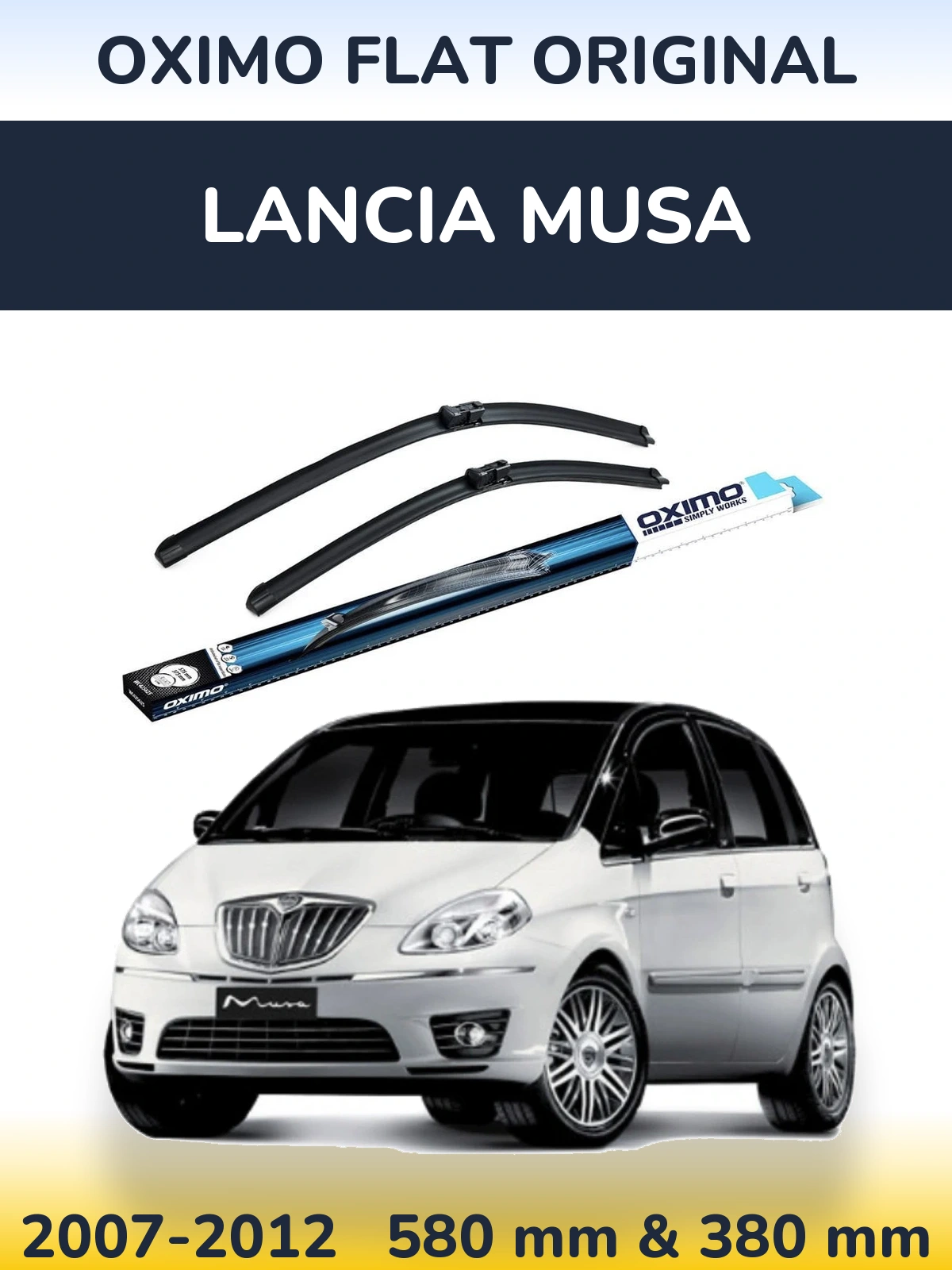 Комплект передніх щіток Oximo Flat Original 580 & 380 мм для Lancia Musa 2007-2012