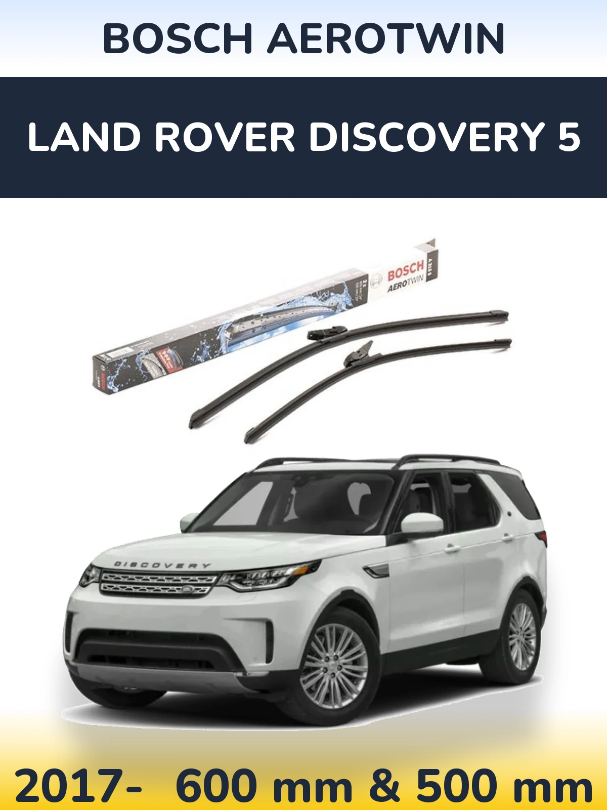 Sada předních stěračů BOSCH AeroTwin 600 a 500 mm pro Land Rover Discovery 5 2017-2026