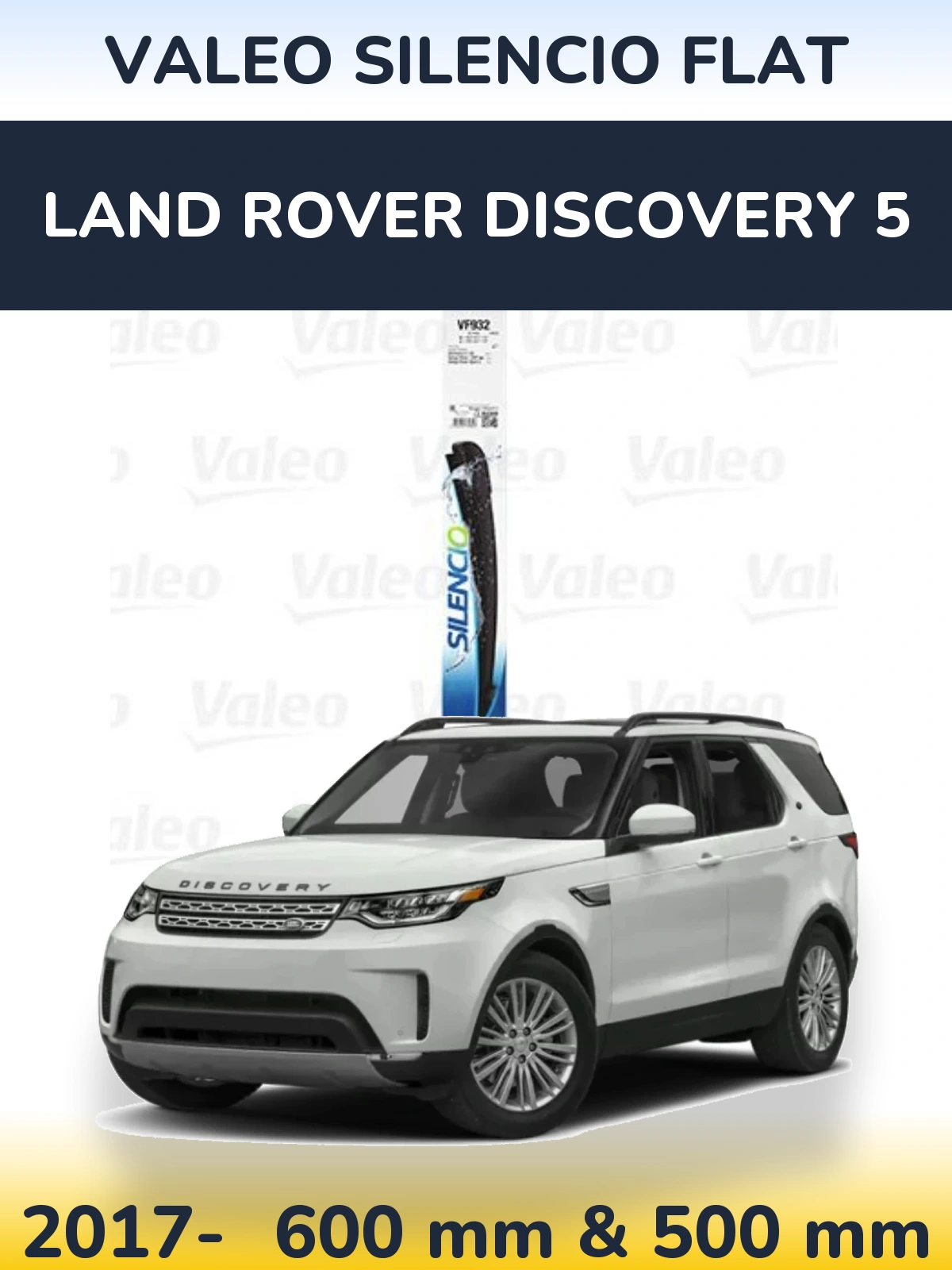Sada předních stěračů Valeo Silencio Flat 600 a 500 mm pro Land Rover Discovery 5 2017-2026