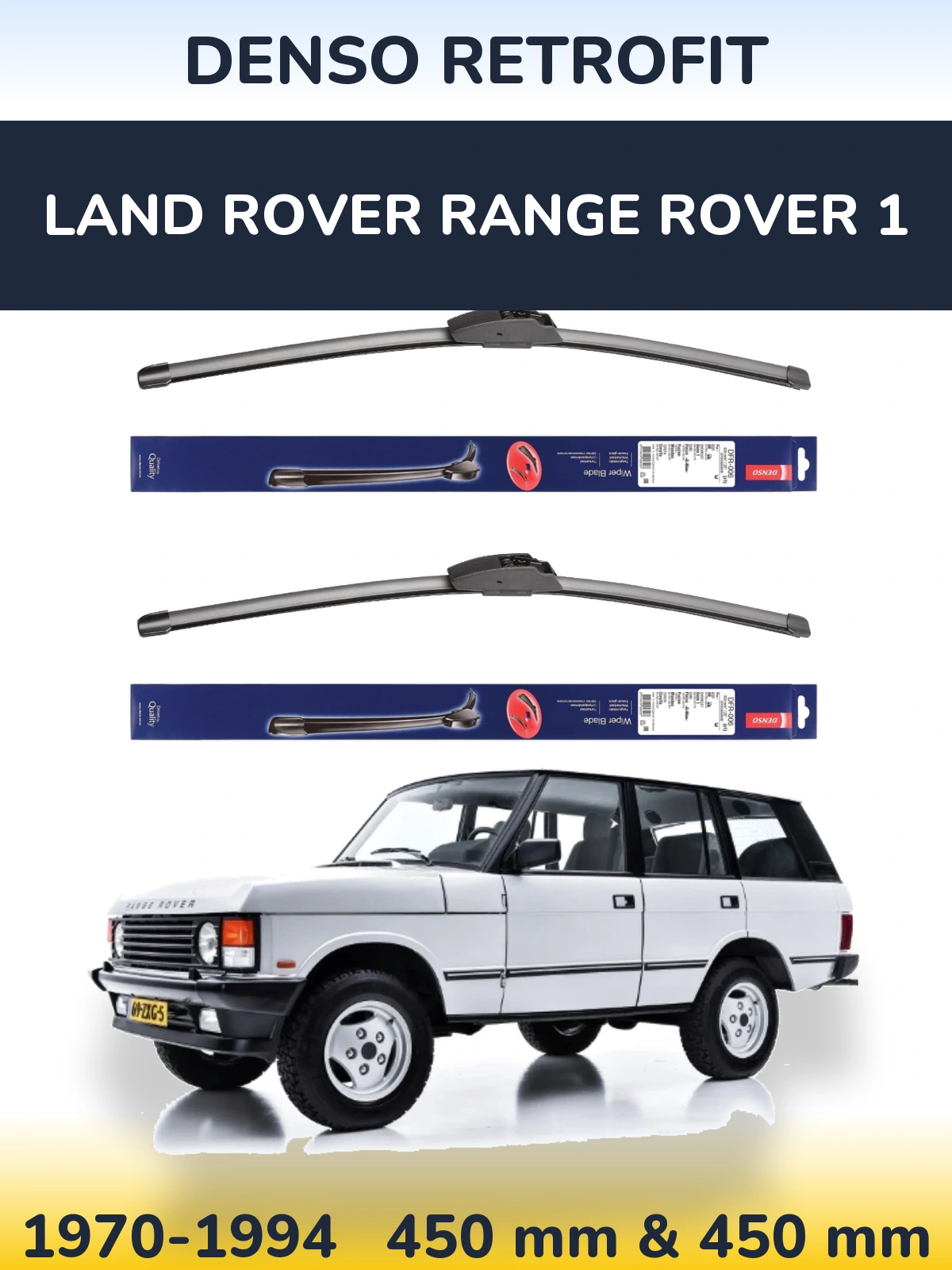 Sada předních stěračů Denso Retrofit 450 a 450 mm pro Land Rover Range Rover 1 1970-1994