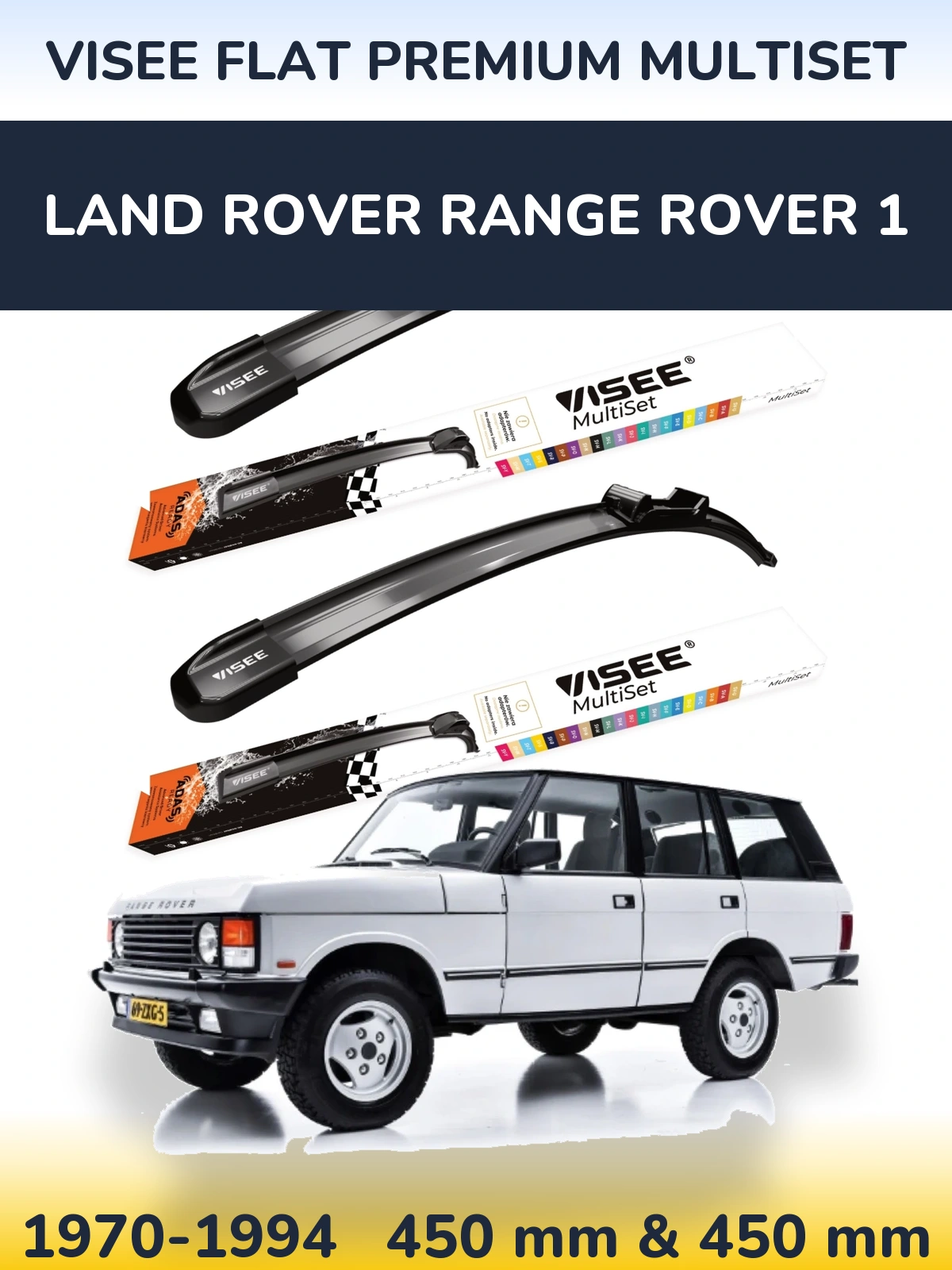 Sada předních stěračů VISEE FLAT PREMIUM MultiSet 450 a 450 mm pro Land Rover Range Rover 1 1970-1994