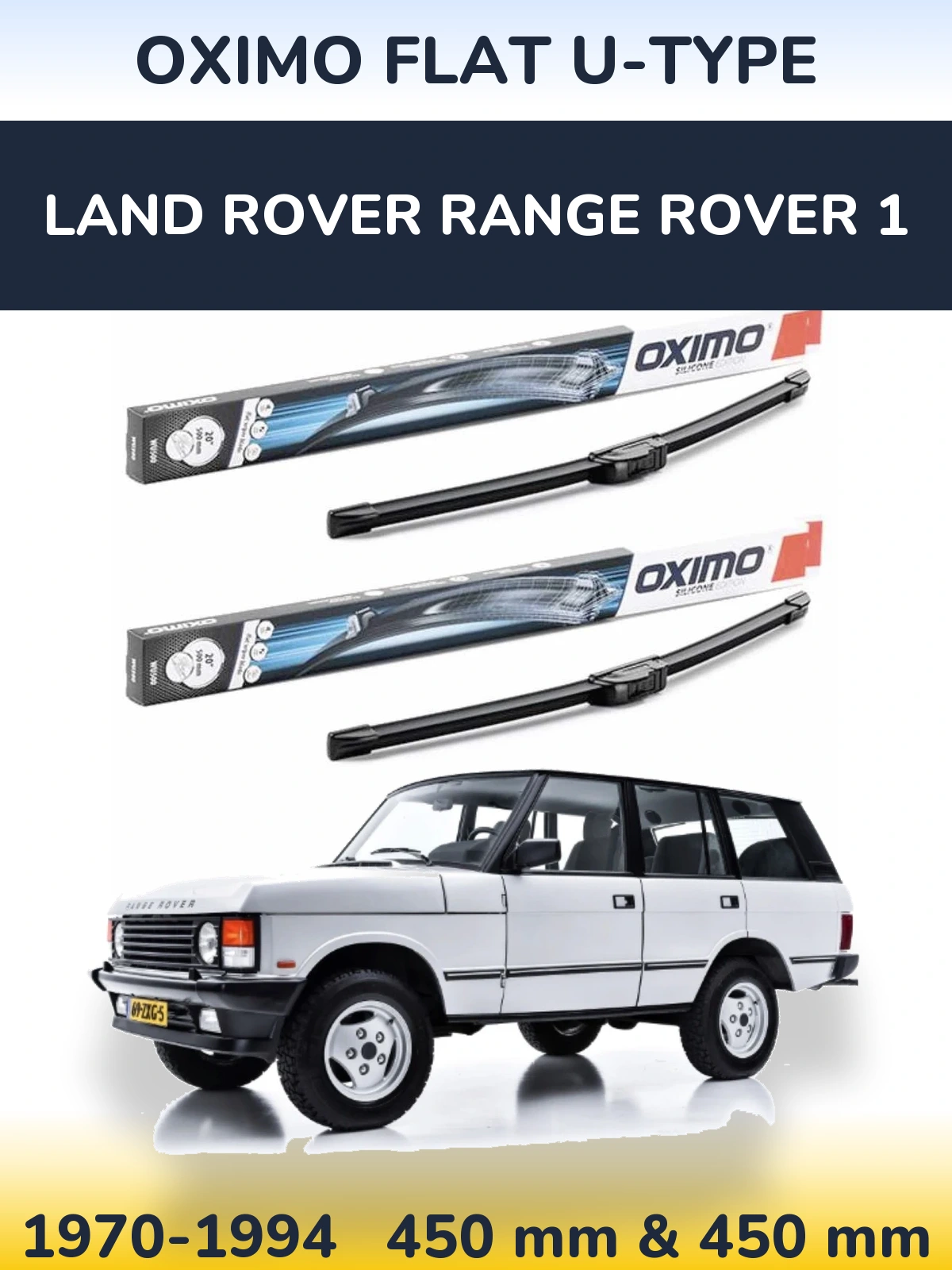 Sada předních stěračů Oximo Flat U-type 450 a 450 mm pro Land Rover Range Rover 1 1970-1994