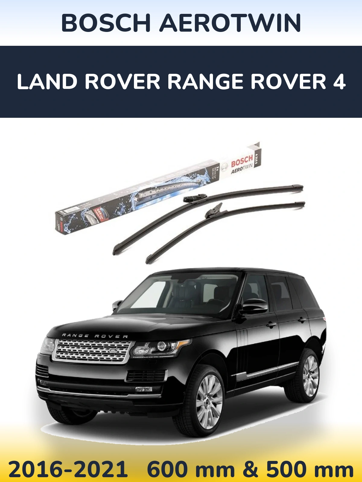 Sada předních stěračů BOSCH AeroTwin 600 a 500 mm pro Land Rover Range Rover 4 2016-2021