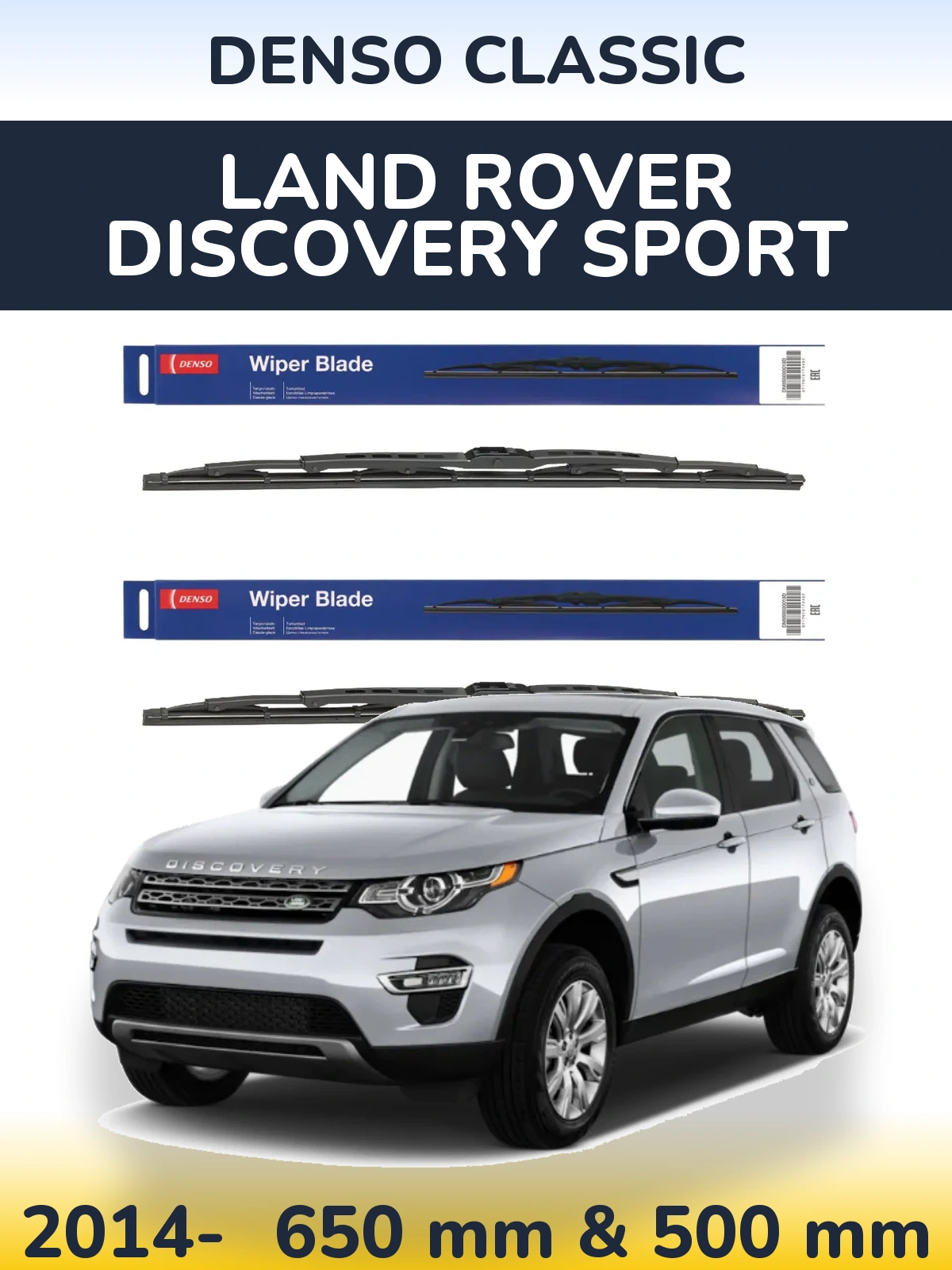 Sada předních stěračů Denso Classic 650 a 500 mm pro Land Rover Discovery Sport 2014-2026