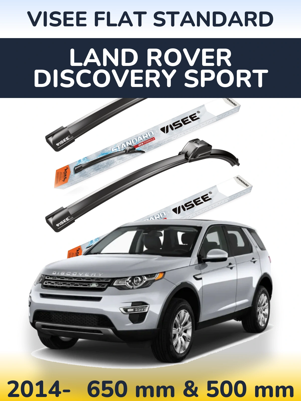 Sada předních stěračů VISEE FLAT STANDARD 650 a 500 mm pro Land Rover Discovery Sport 2014-2026