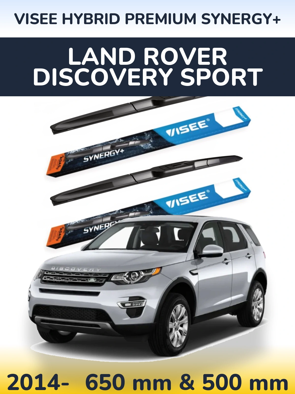 Sada předních stěračů VISEE HYBRID PREMIUM SYNERGY+ 650 a 500 mm pro Land Rover Discovery Sport 2014-2026