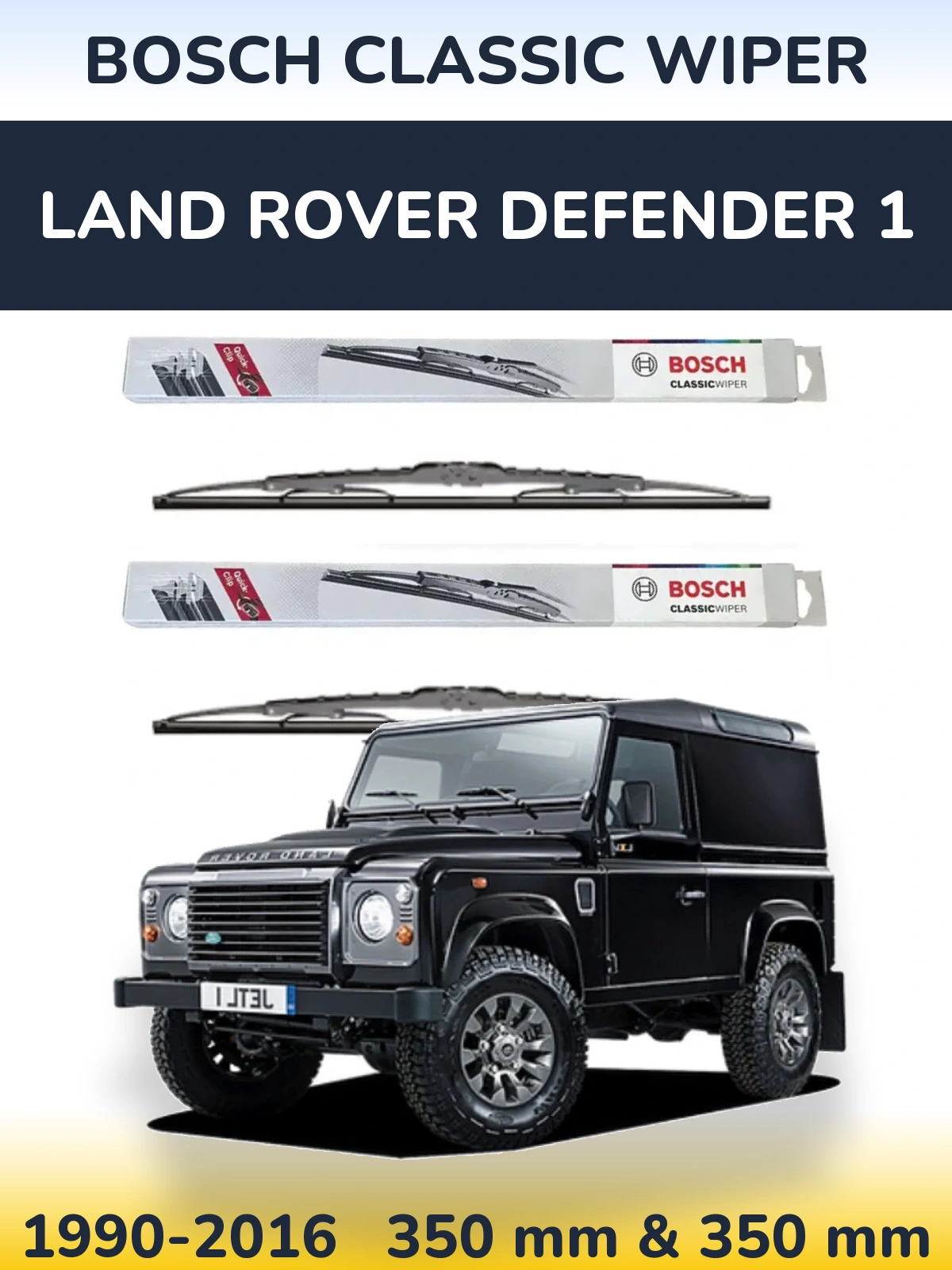 Комплект передніх щіток BOSCH Classic Wiper 340 & 340 мм для Land Rover Defender 1 1990-2016