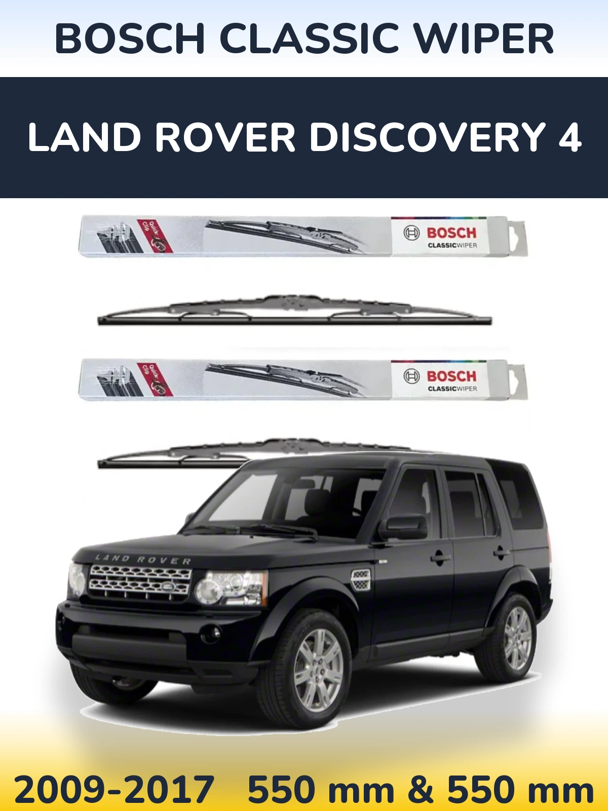 Sada předních stěračů BOSCH Classic Wiper 550 a 550 mm pro Land Rover Discovery 4 2009-2017