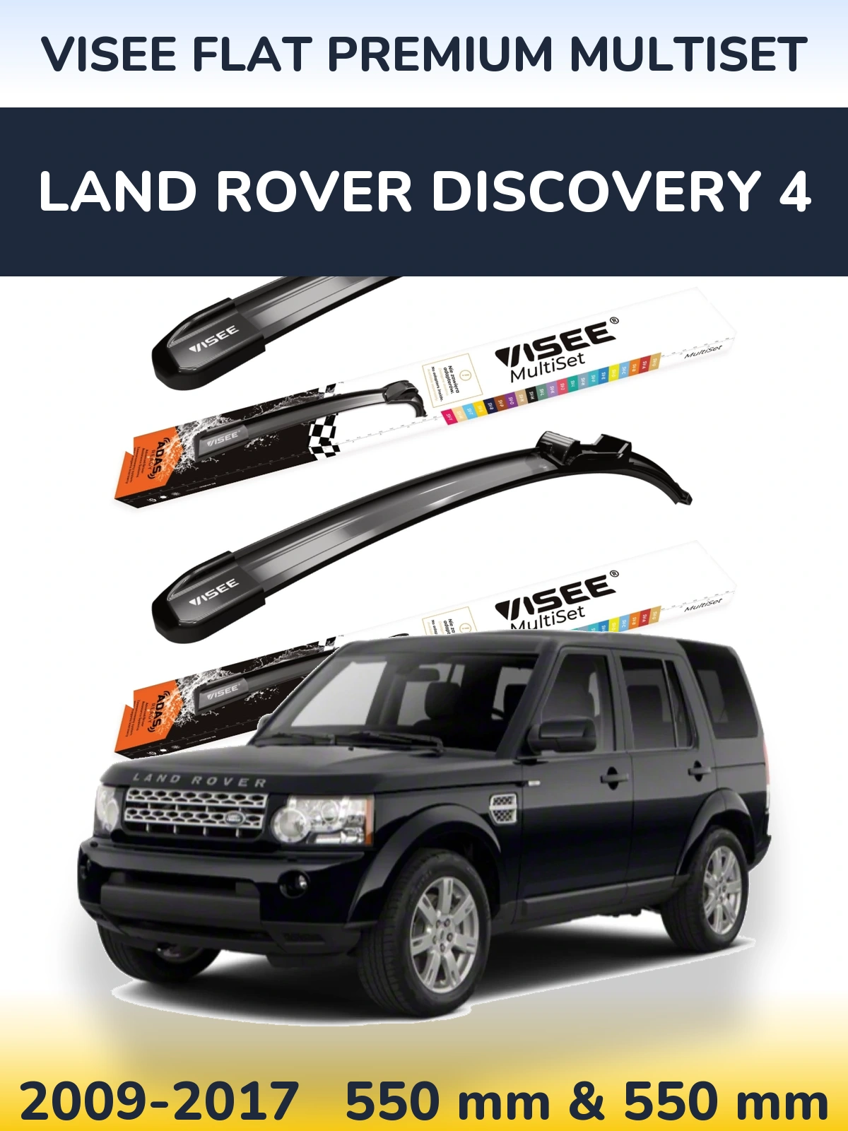 Sada předních stěračů VISEE FLAT PREMIUM MultiSet 550 a 550 mm pro Land Rover Discovery 4 2009-2017
