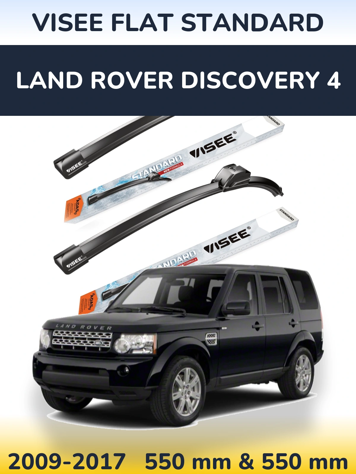 Sada předních stěračů VISEE FLAT STANDARD 550 a 550 mm pro Land Rover Discovery 4 2009-2017