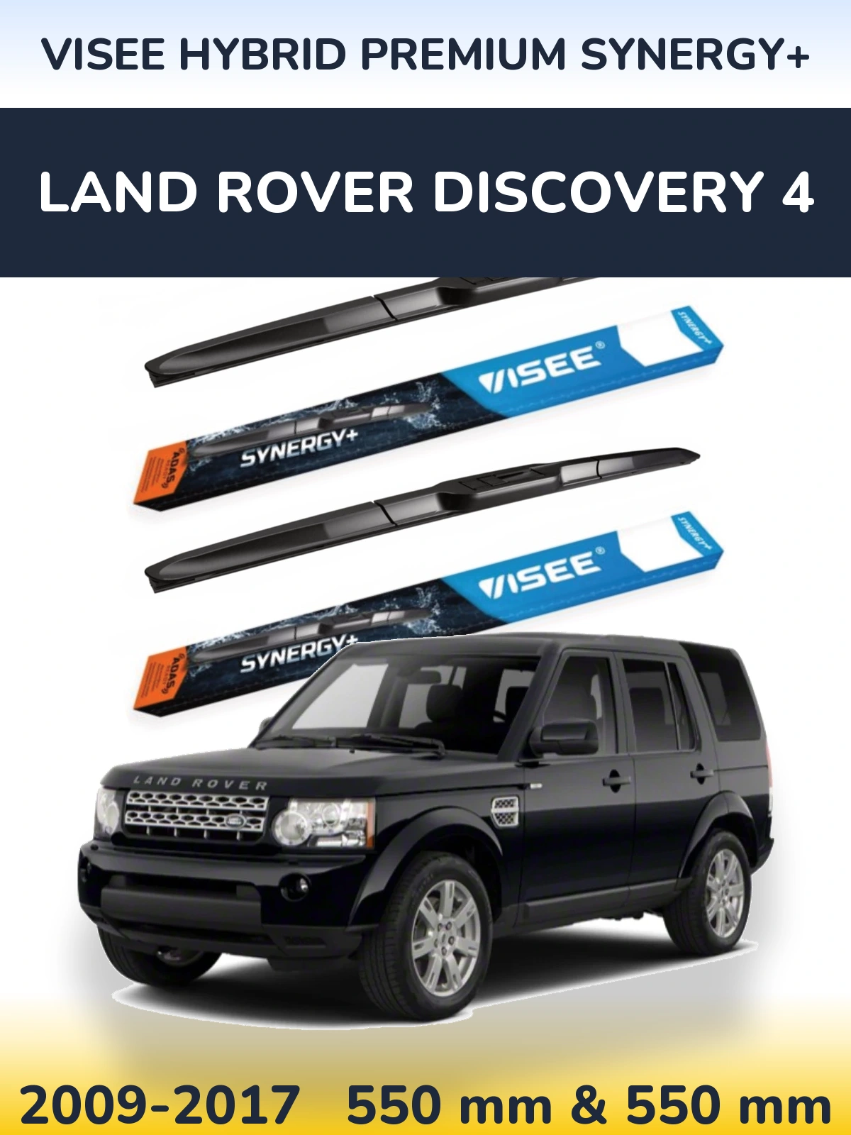 Sada předních stěračů VISEE HYBRID PREMIUM SYNERGY+ 550 a 550 mm pro Land Rover Discovery 4 2009-2017