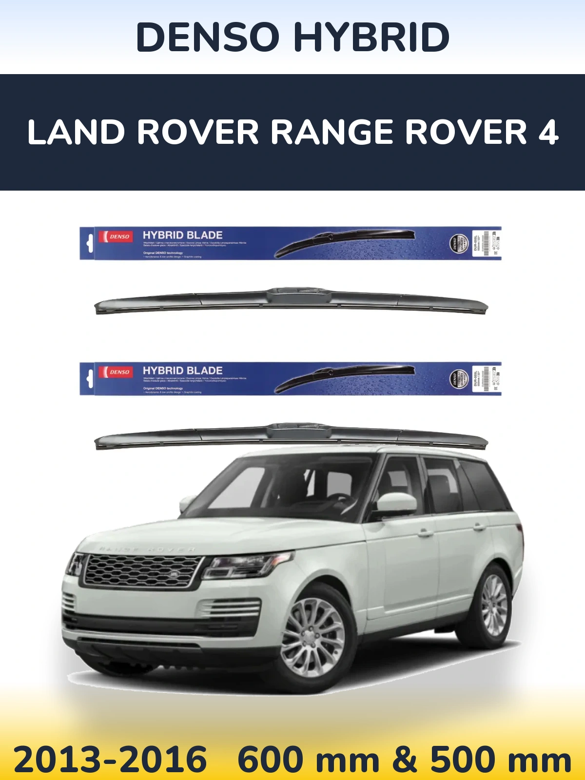 Sada předních stěračů Denso Hybrid 600 a 500 mm pro Land Rover Range Rover 4 2013-2016