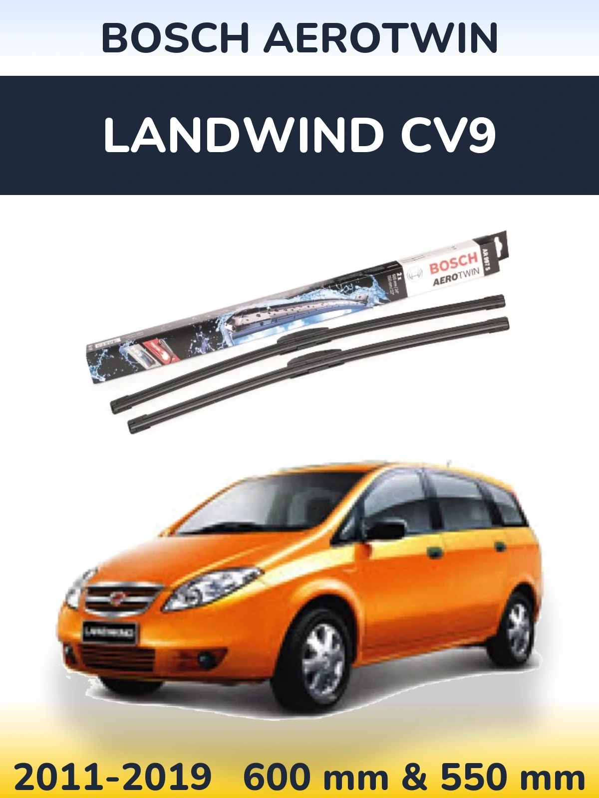 Sada předních stěračů BOSCH AeroTwin 600 a 550 mm pro Landwind CV9 2011-2019