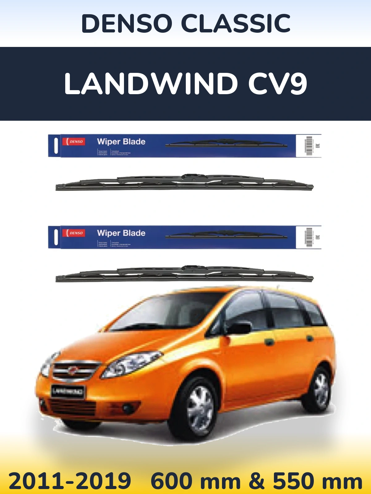 Sada předních stěračů Denso Classic 600 a 550 mm pro Landwind CV9 2011-2019