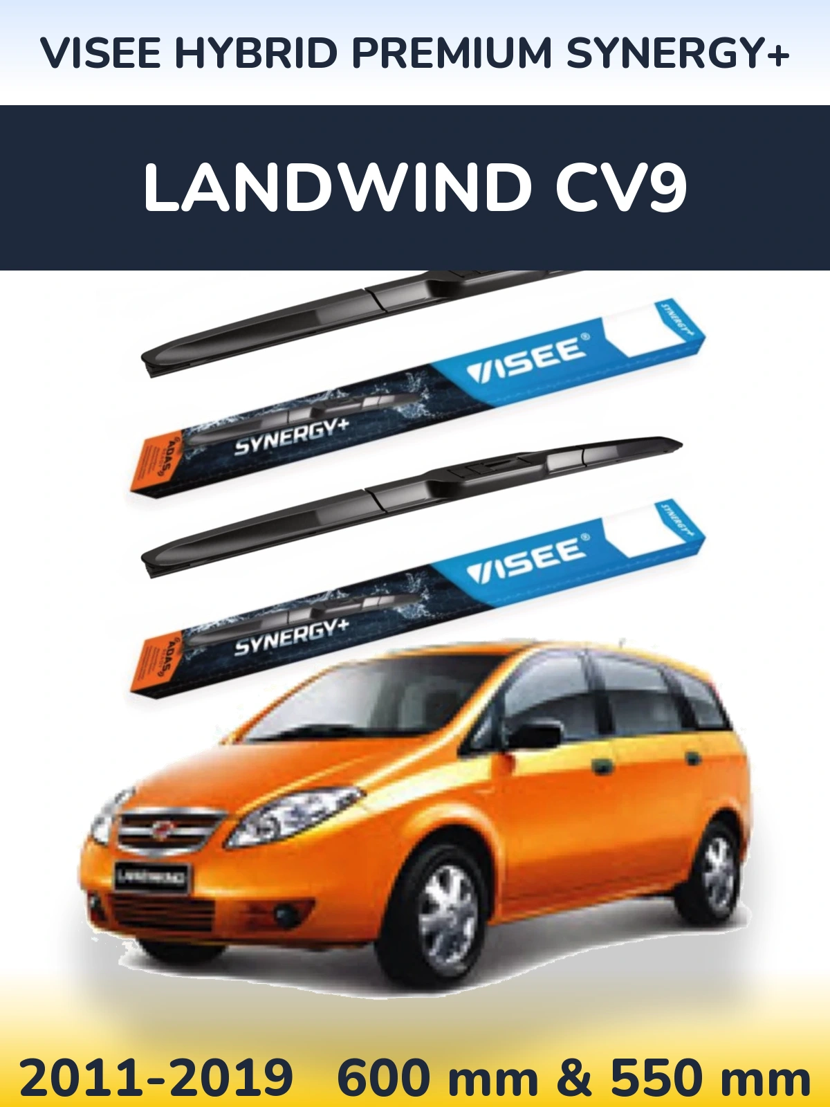 Sada předních stěračů VISEE HYBRID PREMIUM SYNERGY+ 600 a 550 mm pro Landwind CV9 2011-2019