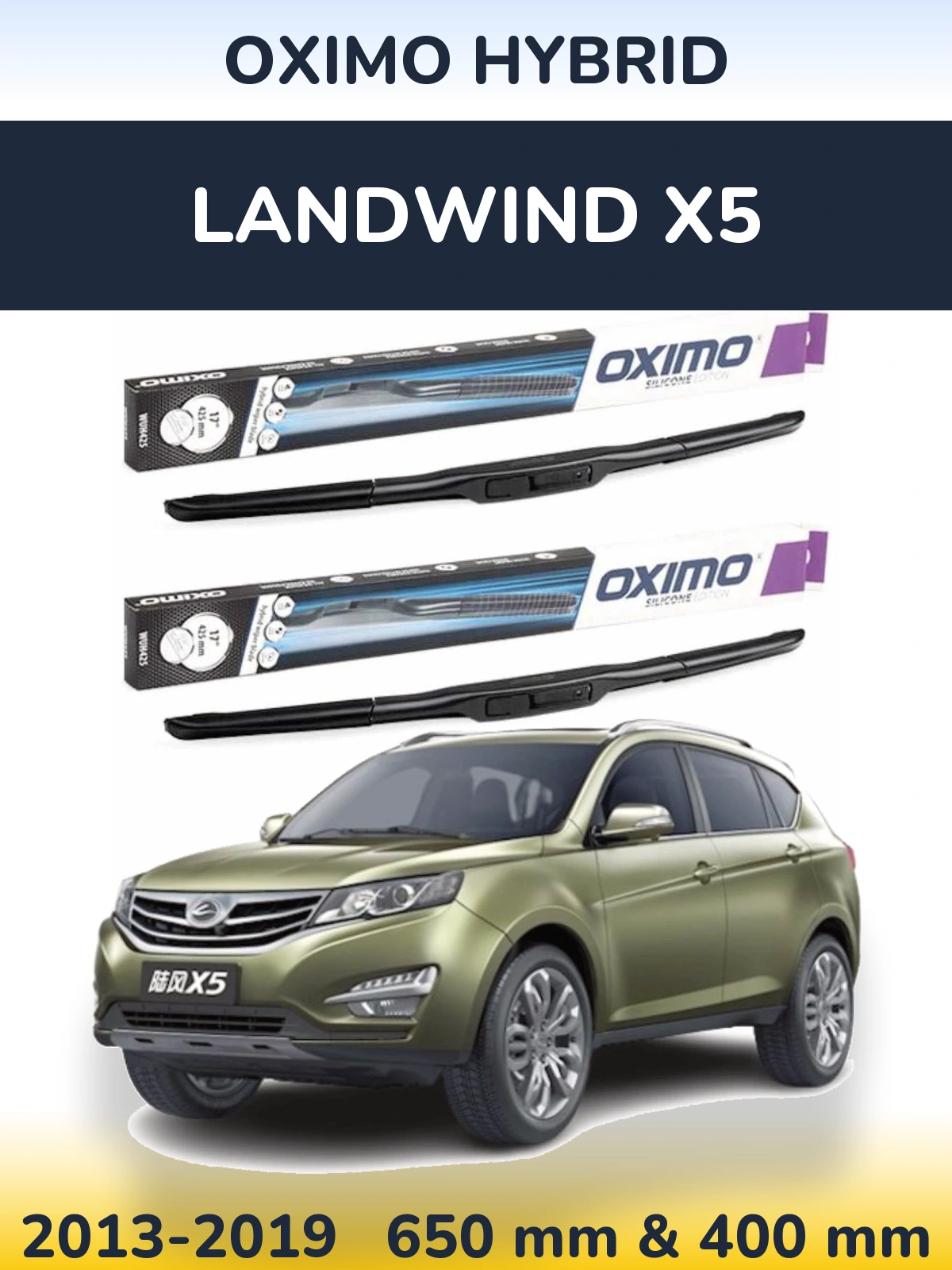 Sada předních stěračů Oximo Hybrid 650 a 400 mm pro Landwind X5 2013-2019