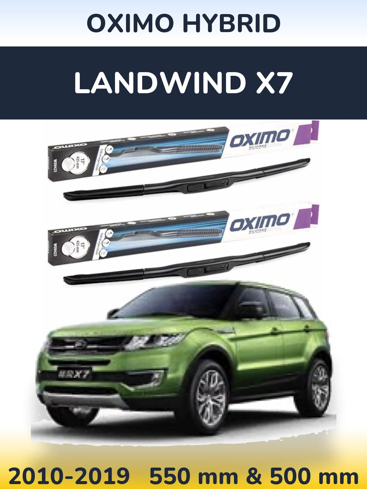 Sada předních stěračů Oximo Hybrid 550 a 500 mm pro Landwind X7 2010-2019