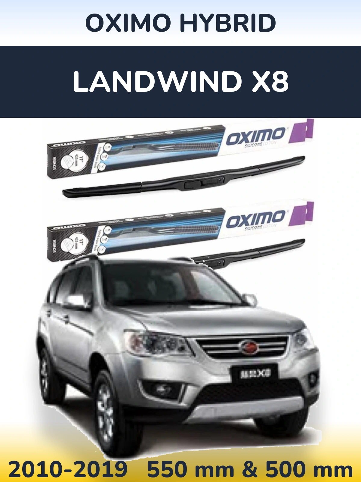 Sada předních stěračů Oximo Hybrid 550 a 500 mm pro Landwind X8 2010-2019