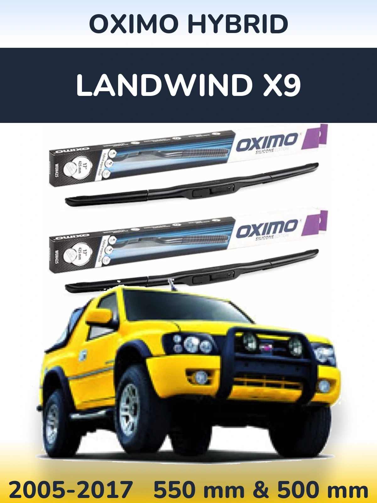 Sada předních stěračů Oximo Hybrid 550 a 500 mm pro Landwind X9 2005-2017