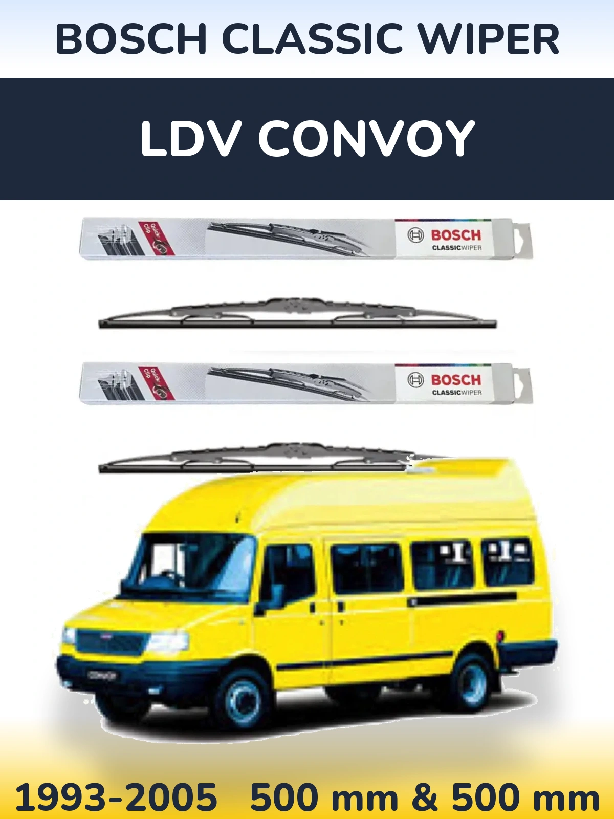 Sada předních stěračů BOSCH Classic Wiper 500 a 500 mm pro LDV Convoy 1993-2005