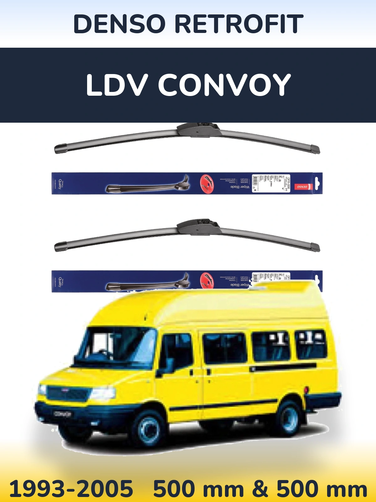 Sada předních stěračů Denso Retrofit 500 a 500 mm pro LDV Convoy 1993-2005