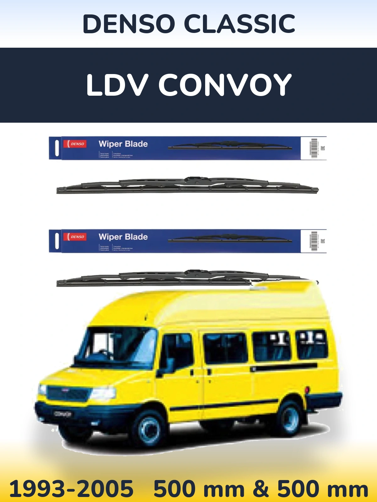 Sada předních stěračů Denso Classic 500 a 500 mm pro LDV Convoy 1993-2005