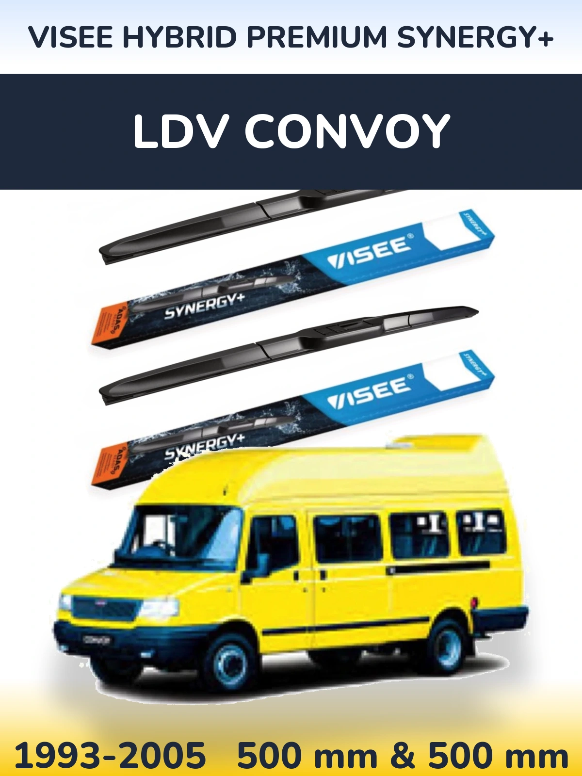 Sada předních stěračů VISEE HYBRID PREMIUM SYNERGY+ 500 a 500 mm pro LDV Convoy 1993-2005
