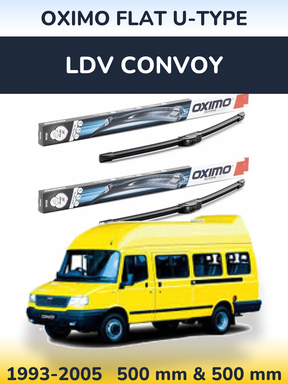 Sada předních stěračů Oximo Flat U-type 500 a 500 mm pro LDV Convoy 1993-2005