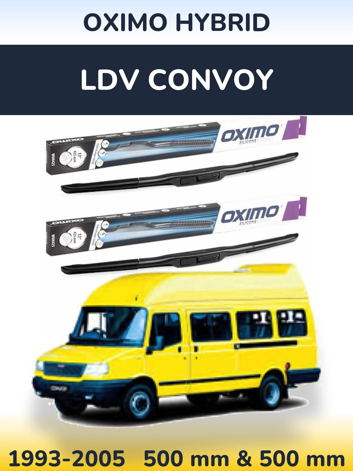 Sada předních stěračů Oximo Hybrid 500 a 500 mm pro LDV Convoy 1993-2005