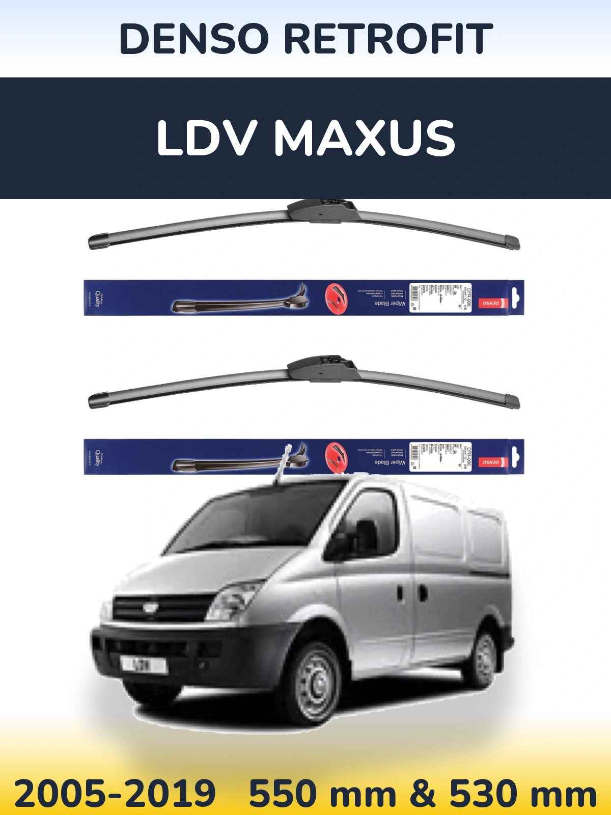 Комплект передніх щіток Denso Retrofit 550 & 530 мм для LDV Maxus 2005-2019