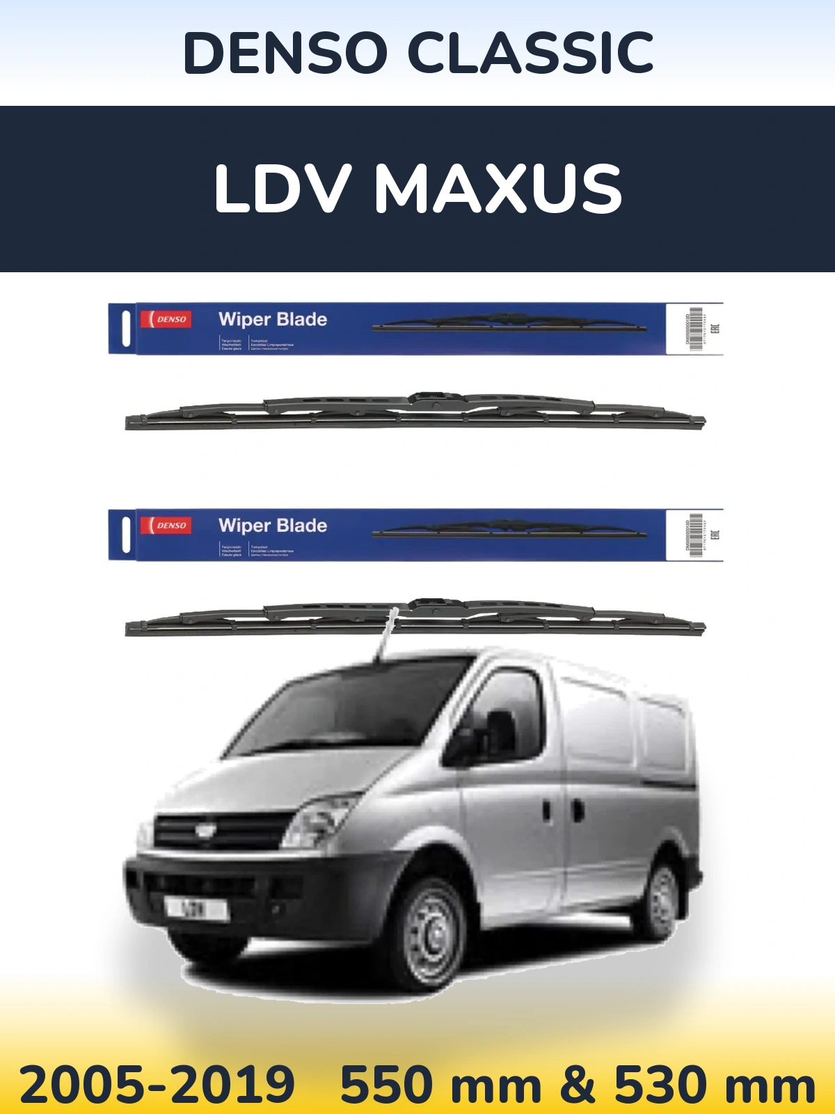 Sada předních stěračů Denso Classic 550 a 530 mm pro LDV Maxus 2005-2019