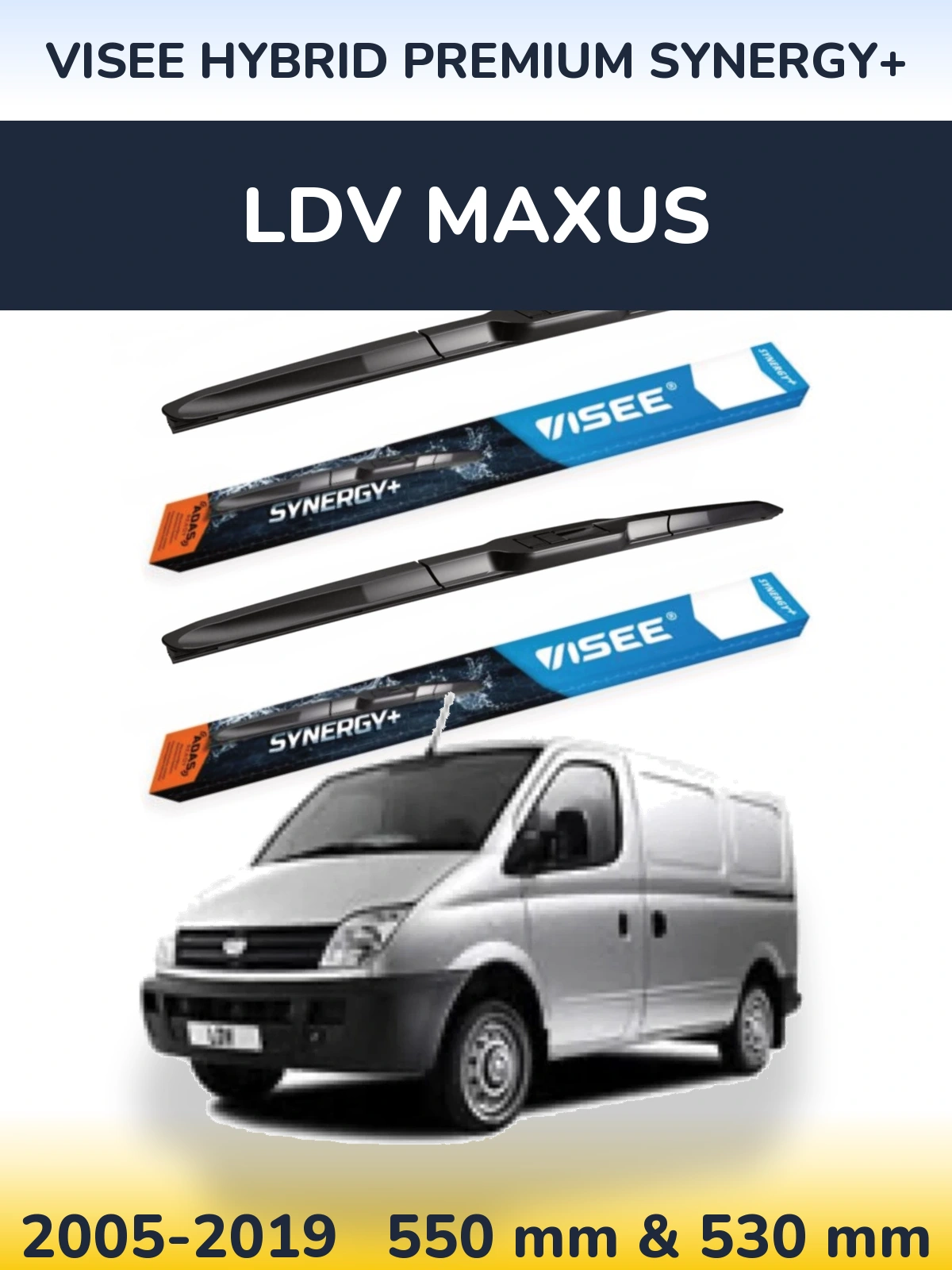 Sada předních stěračů VISEE HYBRID PREMIUM SYNERGY+ 550 a 530 mm pro LDV Maxus 2005-2019